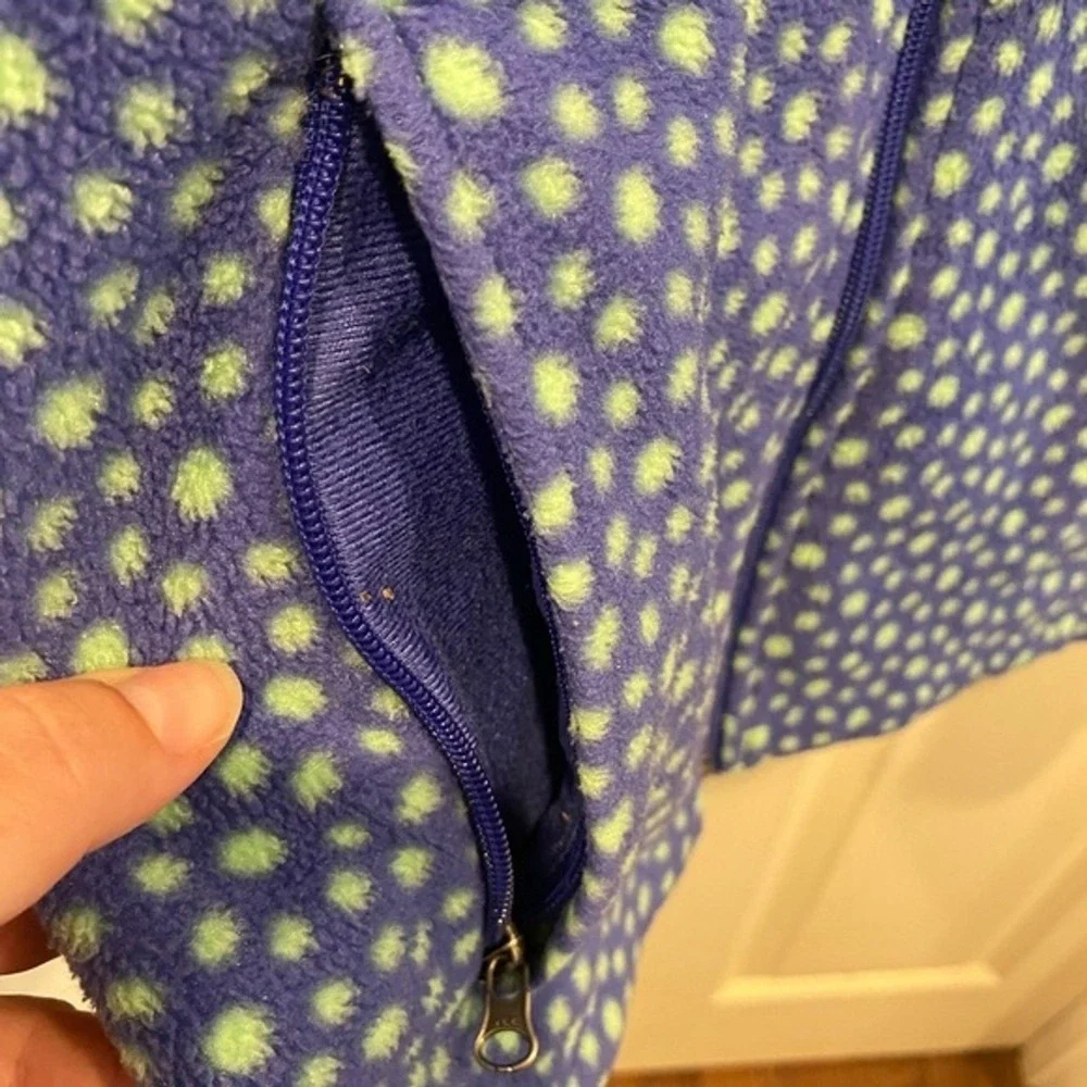 Columbia Kids Large 14/16 Fleece Jacket Purple Green Polka Dot Full Zip Gorpcore